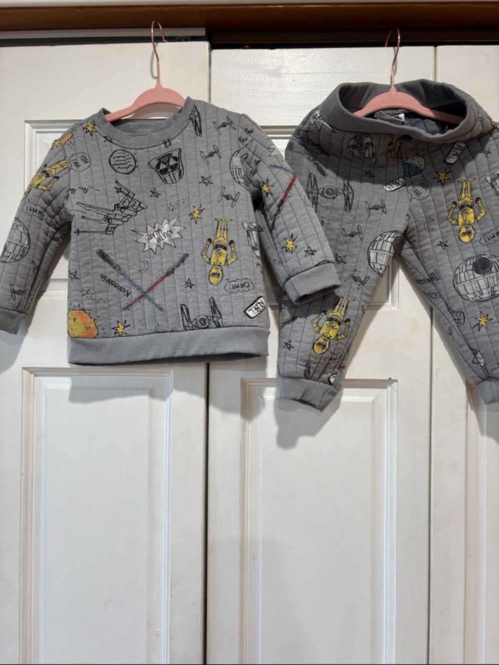 Star Wars Grey Kids Sweatshirt & Joggers Set with Yellow Space Graphics